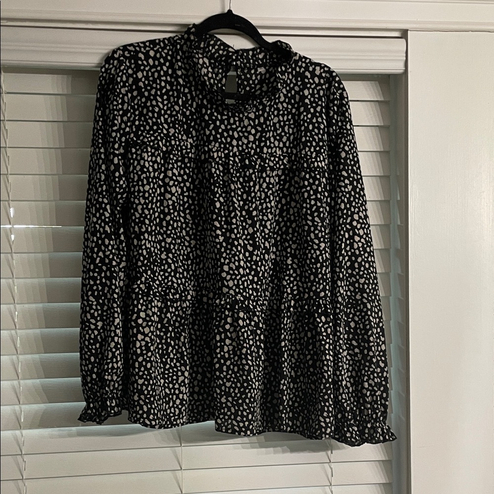 Black and tan Polka Dot Women's Top